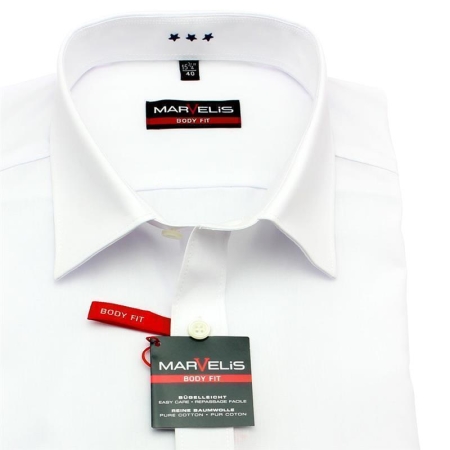  6798.64.00 Marvelis Camisa Body Fit Blanco con divisiones Costura  
